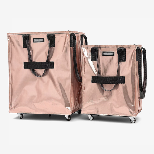 Rolling Tote Bag with Zip Top & Button Closure