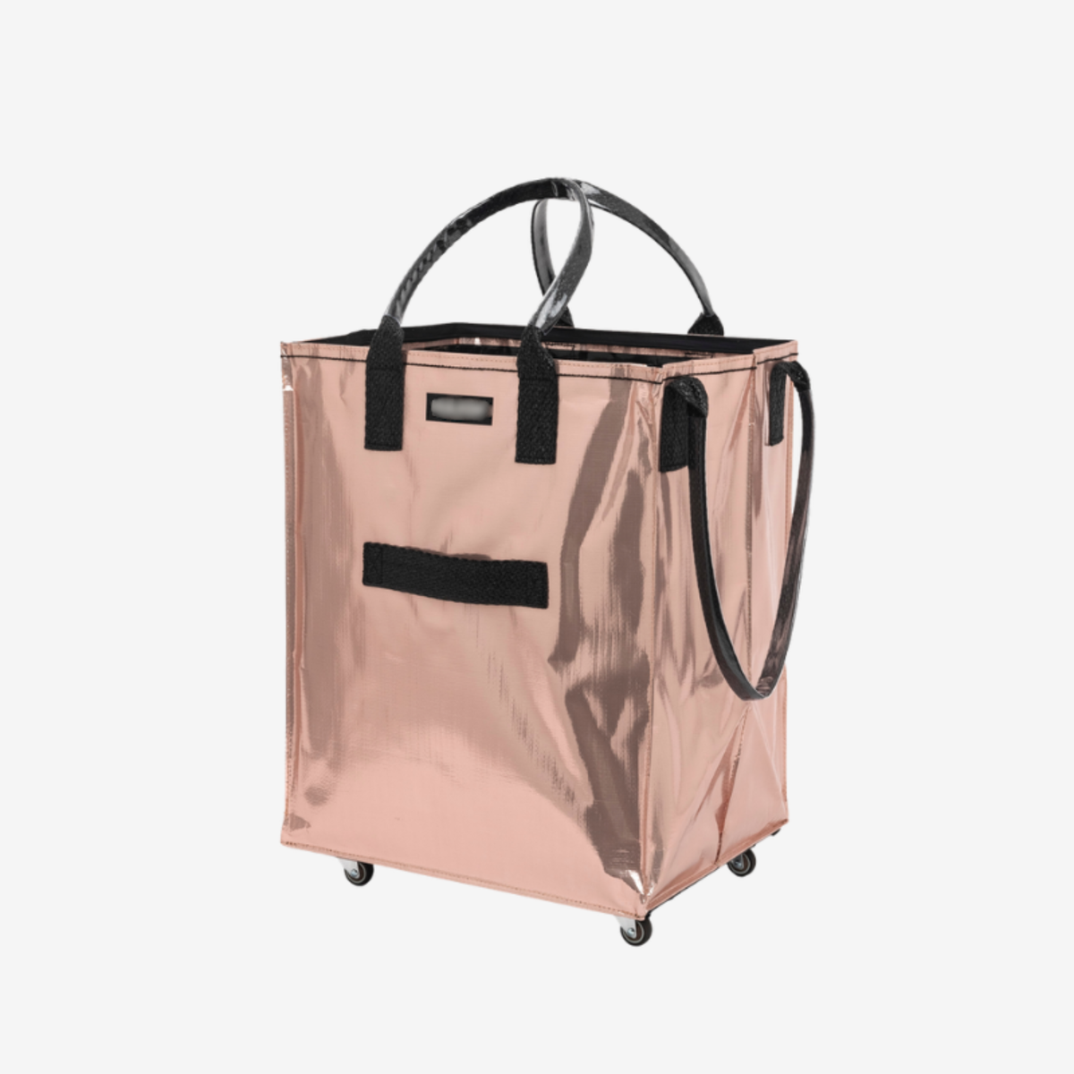 Rolling Tote Bag with Zip Top & Button Closure