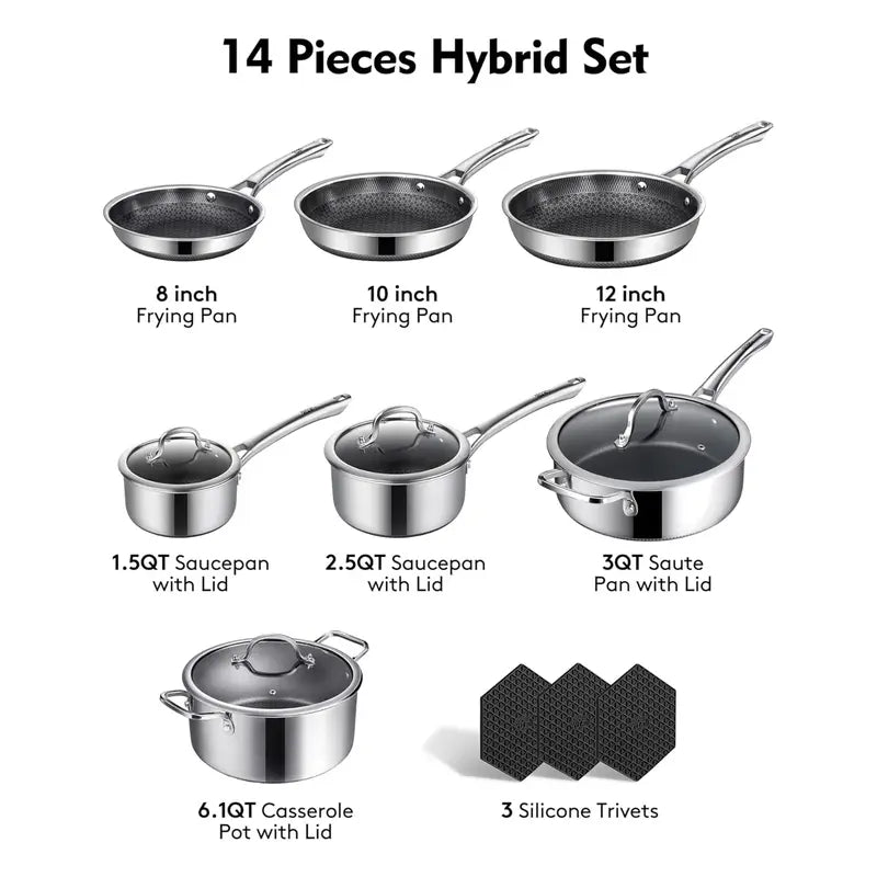Hybrid Nonstick Stainless Steel Cookware Sets