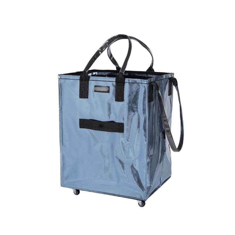 Rolling Tote Bag with Zip Top & Button Closure