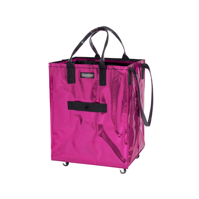 Rolling Tote Bag with Zip Top & Button Closure